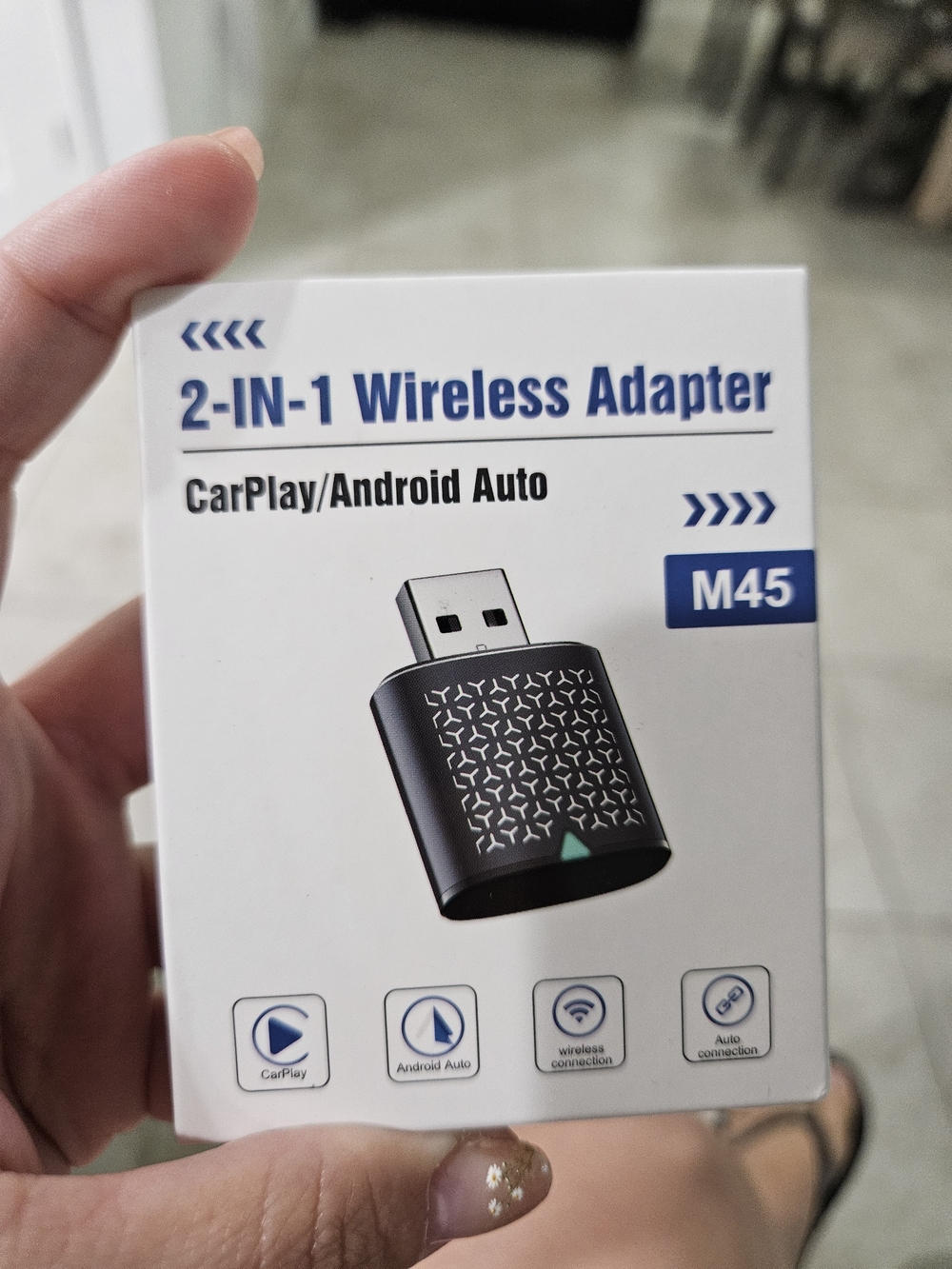 M45 2-in-1 Wireless Adapter for CarPlay and Android Auto - Black